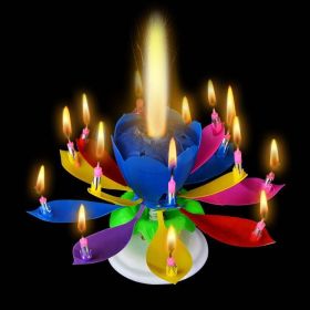 Goyunwell 2pcs Birthday Candles Flower Lotus Music Rotatable 2 Layers Candles Colorful