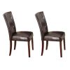 Espresso and Walnut Tufted Back Side Chairs (Set of 2)