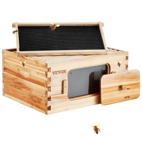VEVOR Bee Hive Deep Box Starter Kit, 100% Beeswax Coated Natural Cedar Wood, Langstroth Beehive Kit with 10 Frames and Foundations, Transparent Acryli