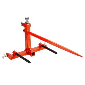 VEVOR 49" Hay Spear, Bale Spears 1600lbs Loading Capacity, Three-Point Hitch Tractor Attachment with 2pcs 17.5" Stabilizer Spears, Quick Attach Spike