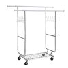 Double Clothing Garment Rack with Shelves Capacity 800lbs Clothing Racks on Wheels Rolling Clothes Rack for Hanging Clothes Heavy Duty Portable Collap