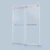 For 56-60 inches *76 inches Frameless Double Sliding Soft-Close Shower Door, 3/8 inches (10mm) Thick SGCC Tempered Glass Door with Explosion-Proof Fil