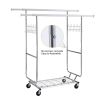 Double Clothing Garment Rack with Shelves Capacity 800lbs Clothing Racks on Wheels Rolling Clothes Rack for Hanging Clothes Heavy Duty Portable Collap