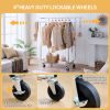 Double Clothing Garment Rack with Shelves Capacity 800lbs Clothing Racks on Wheels Rolling Clothes Rack for Hanging Clothes Heavy Duty Portable Collap
