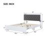 Queen Size Upholstered Bed with LED Light,Modern Platform Bed with with Velvet Headboard,White