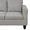 Modern Flannel Sectional Couch with Chaise and Ottoman-Large 3 Piece Sofa Set for Living Room-L-Shaped Left-Facing Sofa Furniture-Wood Frame-Sectional