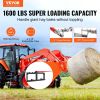 VEVOR 49" Hay Spear, Bale Spears 1600lbs Loading Capacity, Skid Steer Loader Tractor Attachment with 2pcs 17.5" Stabilizer Spears, Quick Attach Spike
