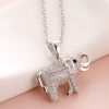 Emma Manor 14k White Gold Plated Cubic Zirconia Elephant Pendant Necklace
