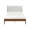 Classic Full Platform Bed Chenille Fabric Upholstered Headboard Wooden Bedroom Furniture 1pc Chestnut Finish