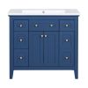 36'' Bathroon Vanity with Resin Sink Combo Set, Modern Freestanding Single Bathroom Cabinet with 6 Drawers & 2 Cabinets, Storage Cabinet for Bathroom,