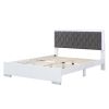 Queen Size Upholstered Bed with LED Light,Modern Platform Bed with with Velvet Headboard,White
