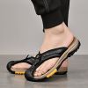 Summer men's new first layer cowhide flip-flops fashion all comfortable men's slippers beach shoes