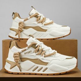 Spring summer men's new network surface trend sports daddy shoes men's shoes 39-45 (Color: Khaki, size: 45)