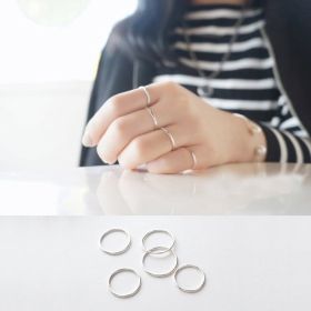 Simple Trendy Smooth Circle White/Rose 925 Sterling Silver Pinky Finger Ring (Color: Silver, Ring Size: Us 8)