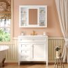 36'' Bathroom Vanity with Medicine Cabinet, Royal Blue Mirror Cabinet, Modern Bathroom Storage Cabinet with 2 Soft Closing Doors and 4 Drawers, Single