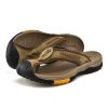 Summer men's new first layer cowhide flip-flops fashion all comfortable men's slippers beach shoes