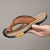 Summer men's new first layer cowhide flip-flops fashion all comfortable men's slippers beach shoes