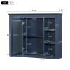 36'' Bathroom Vanity with Medicine Cabinet, Royal Blue Mirror Cabinet, Modern Bathroom Storage Cabinet with 2 Soft Closing Doors and 4 Drawers, Single