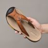 Summer men's new first layer cowhide flip-flops fashion all comfortable men's slippers beach shoes
