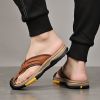 Summer men's new first layer cowhide flip-flops fashion all comfortable men's slippers beach shoes