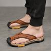 Summer men's new first layer cowhide flip-flops fashion all comfortable men's slippers beach shoes