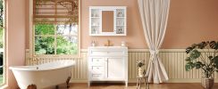 36'' Bathroom Vanity with Medicine Cabinet, Royal Blue Mirror Cabinet, Modern Bathroom Storage Cabinet with 2 Soft Closing Doors and 4 Drawers, Single