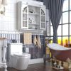 Rustic Wood Wall Storage Cabinet with Two Sliding Barn Door, 3-Tier Decorative Farmhouse Vintage Cabinet for Kitchen Dining, Bathroom, Living Room, Vi