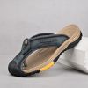 Summer men's new first layer cowhide flip-flops fashion all comfortable men's slippers beach shoes