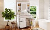 36'' Bathroom Vanity with Medicine Cabinet, Royal Blue Mirror Cabinet, Modern Bathroom Storage Cabinet with 2 Soft Closing Doors and 4 Drawers, Single