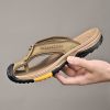 Summer men's new first layer cowhide flip-flops fashion all comfortable men's slippers beach shoes