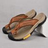Summer men's new first layer cowhide flip-flops fashion all comfortable men's slippers beach shoes