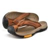 Summer men's new first layer cowhide flip-flops fashion all comfortable men's slippers beach shoes