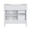 36'' Bathroom Vanity with Medicine Cabinet, Royal Blue Mirror Cabinet, Modern Bathroom Storage Cabinet with 2 Soft Closing Doors and 4 Drawers, Single