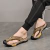 Summer men's new first layer cowhide flip-flops fashion all comfortable men's slippers beach shoes