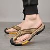 Summer men's new first layer cowhide flip-flops fashion all comfortable men's slippers beach shoes